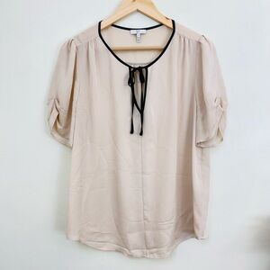 Joie Amone B Silk Two-Toned Blush Black Blouse Medium